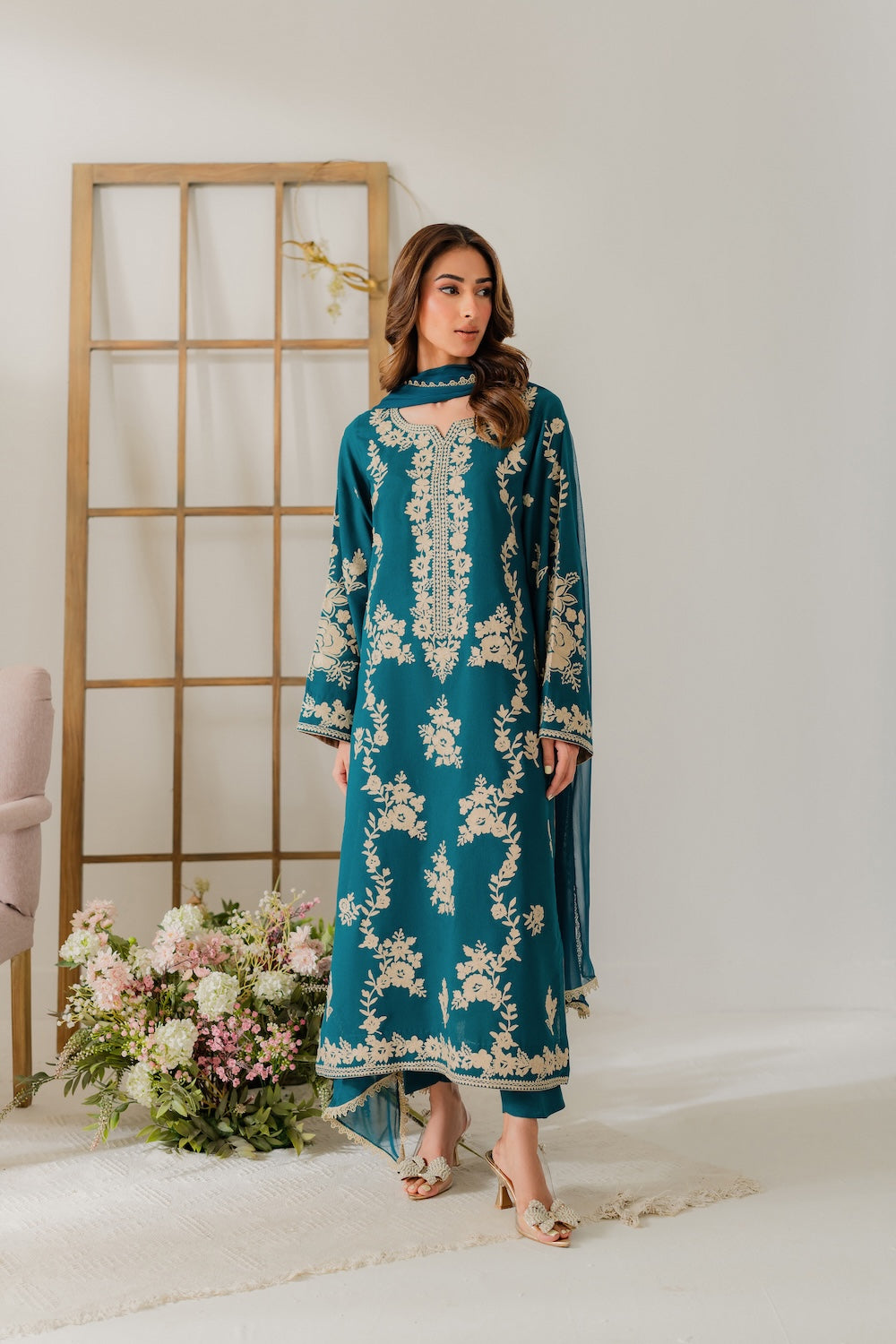 VINTAGE-UNSTITCHED 3PC DHANAK HEAVY EMBROIDERED SUIT-PK-5818