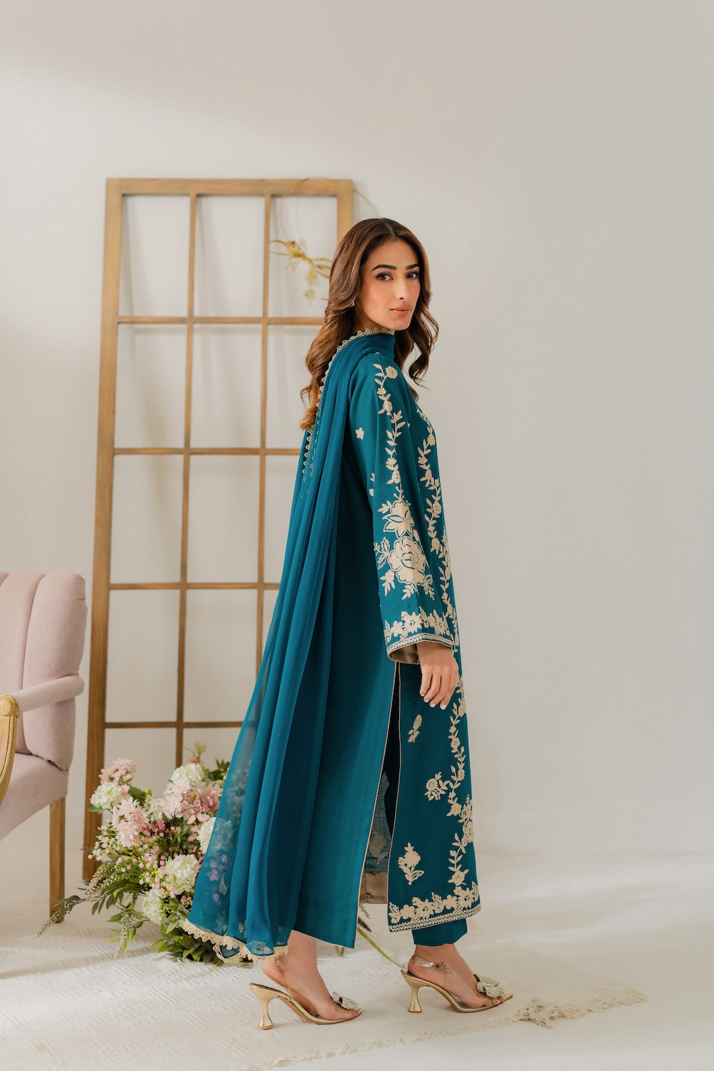 VINTAGE-UNSTITCHED 3PC DHANAK HEAVY EMBROIDERED SUIT-PK-5818