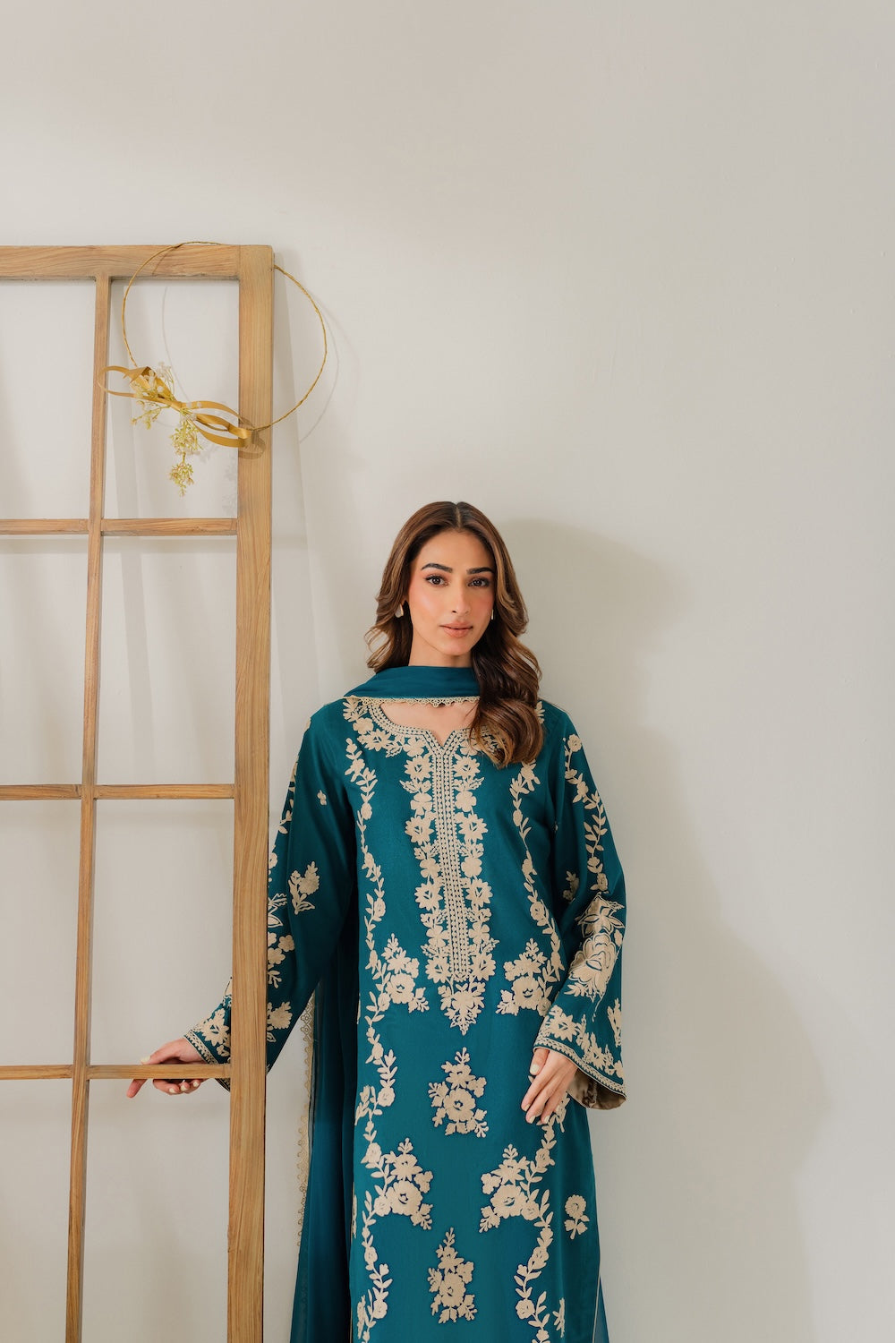 VINTAGE-UNSTITCHED 3PC DHANAK HEAVY EMBROIDERED SUIT-PK-5818