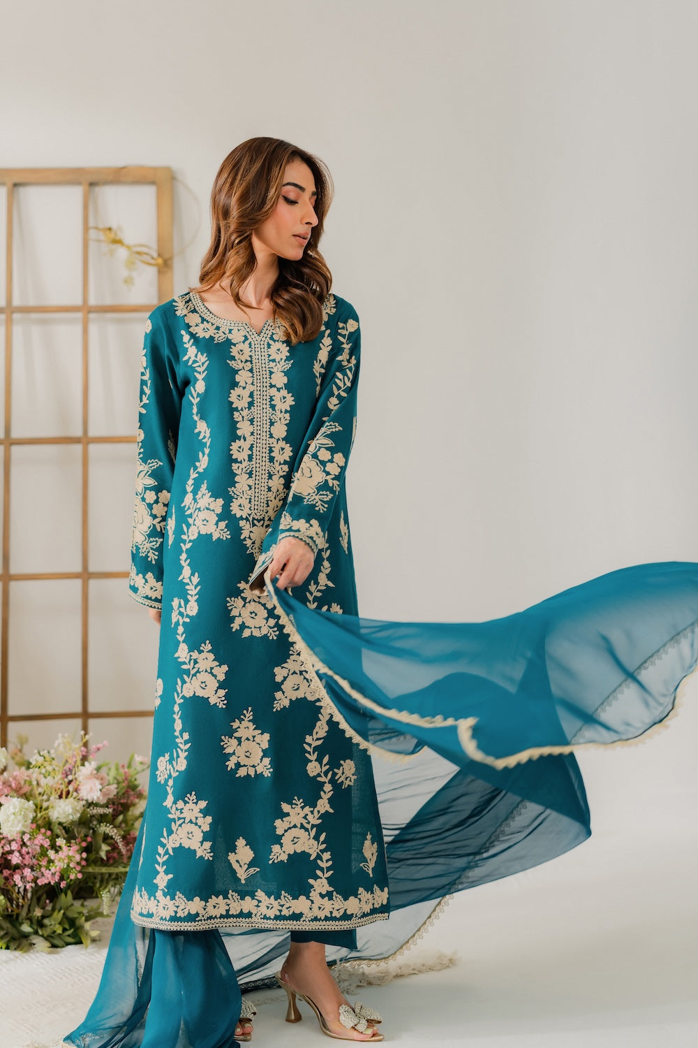VINTAGE-UNSTITCHED 3PC DHANAK HEAVY EMBROIDERED SUIT-PK-5818