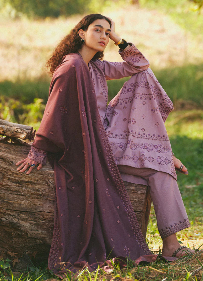 IMAGE-UNSTITCHED 3PC DHANAK HEAVY EMBROIDERED SUIT-PK-3101