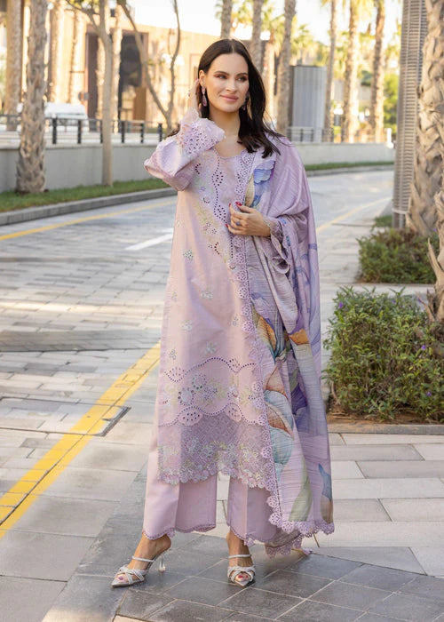 RANG RASIYA-3PC LAWN EMBROIDERED SHIRT WITH MONARK PRINT DUPATTA AND TROUSER-PK-5636
