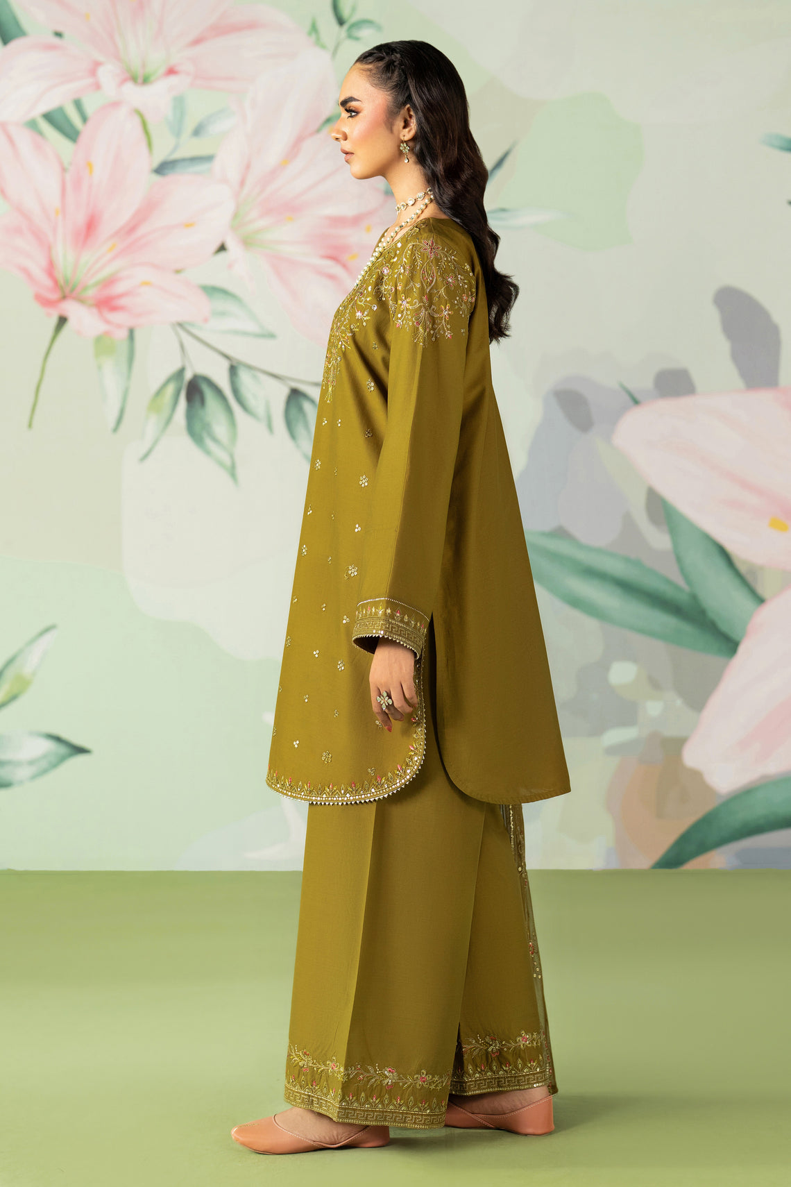 ETHNC-UNSTITCHED 3PC DHANAK SEQUIN EMBROIDERED SUIT-PK-5786