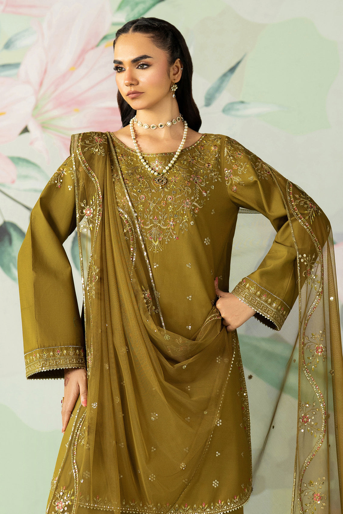 ETHNC-UNSTITCHED 3PC DHANAK SEQUIN EMBROIDERED SUIT-PK-5786