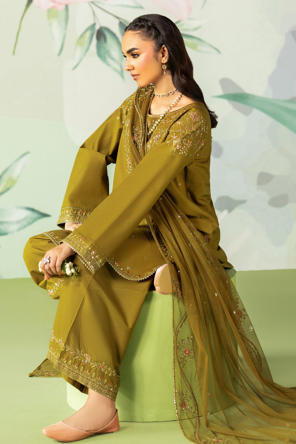 ETHNC-UNSTITCHED 3PC DHANAK SEQUIN EMBROIDERED SUIT-PK-5786