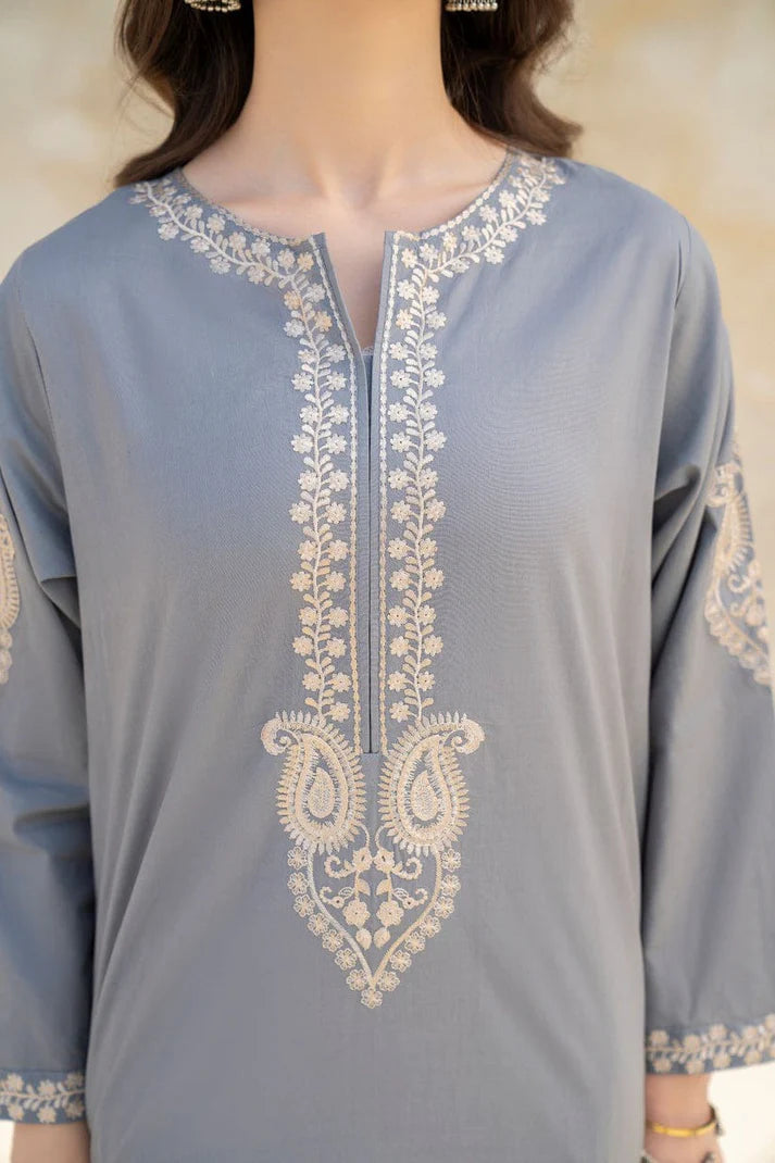 HANA- 2PC LAWN EMBROIDERED SHIRT WITH LAWN EMBROIDERED SLEEVES-PK-3235