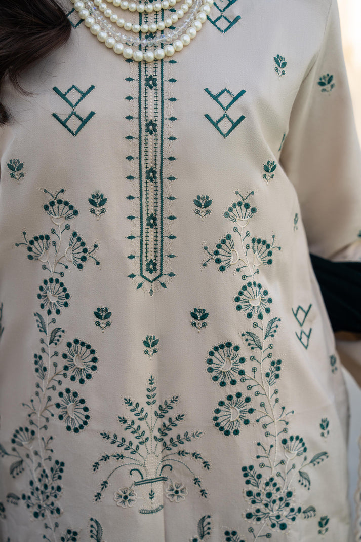 PULK-3PC DHANAK EMBROIDERED SHIRT WITH VELVET EMBROIDERED READY TO WEAR SHAWL-PK-5531