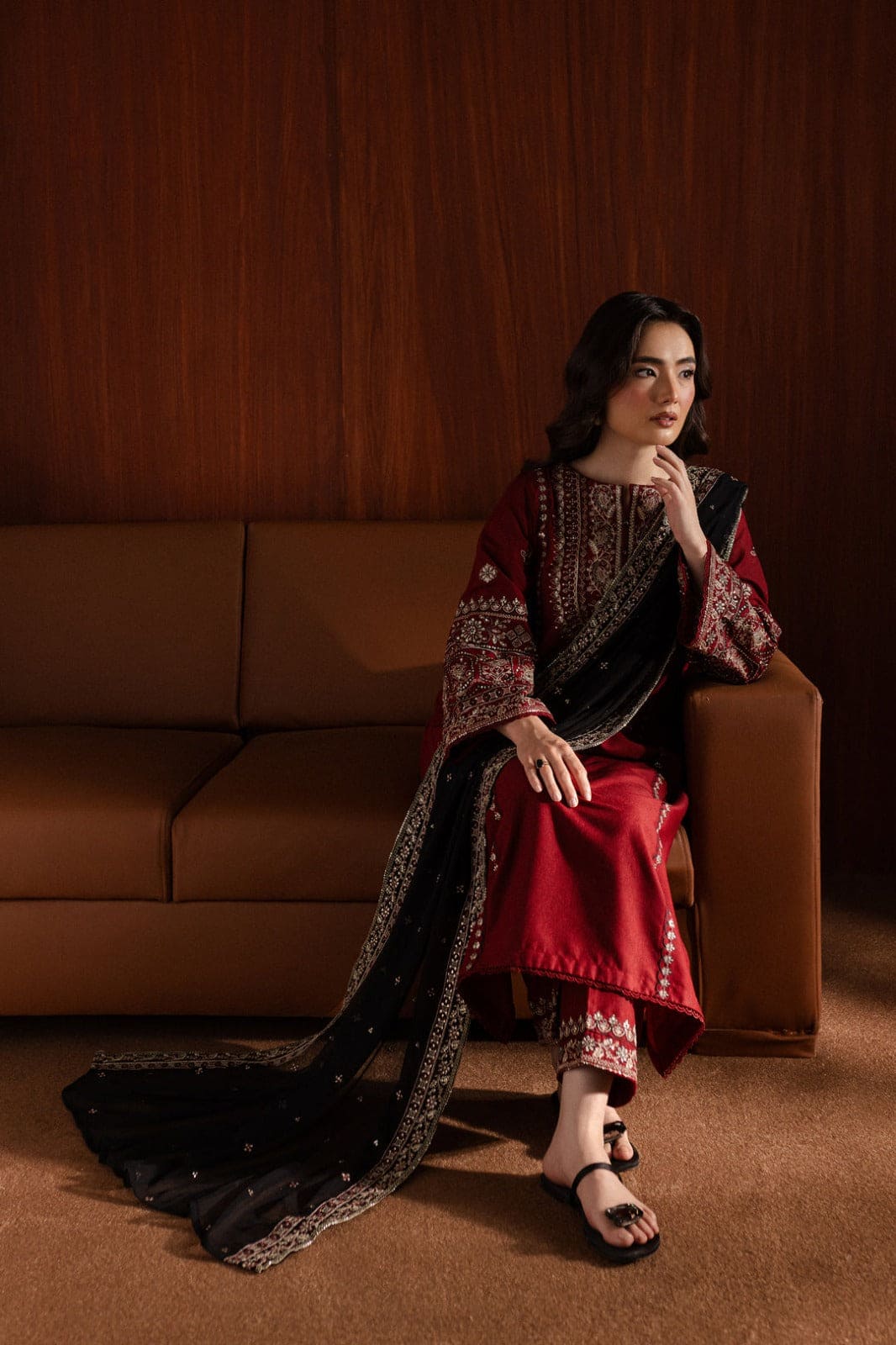 BATIK-UNSTITCHED 3PC DHANAK SEQUIN EMBROIDERED SUIT-PK-5750