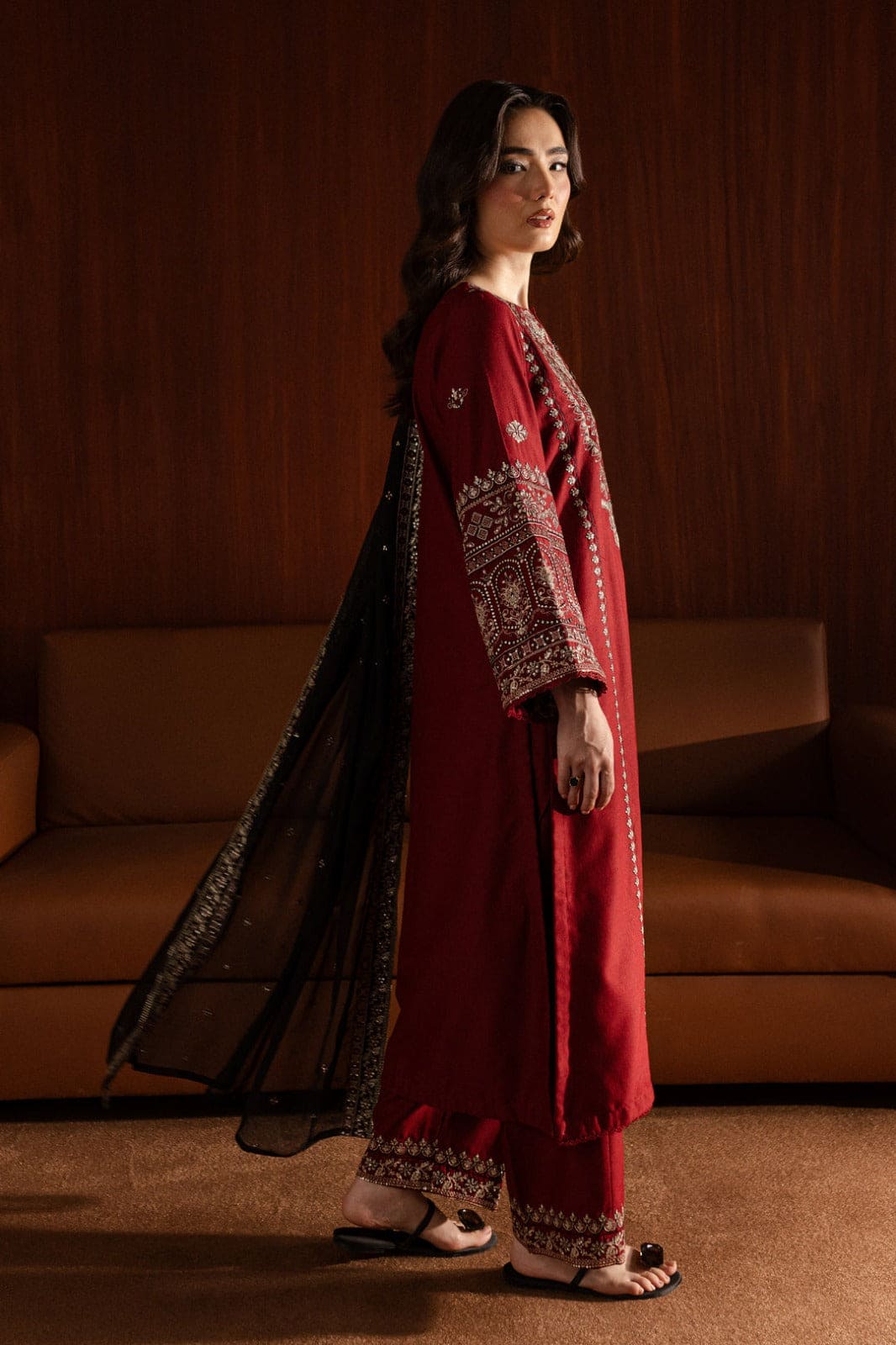 BATIK-UNSTITCHED 3PC DHANAK SEQUIN EMBROIDERED SUIT-PK-5750