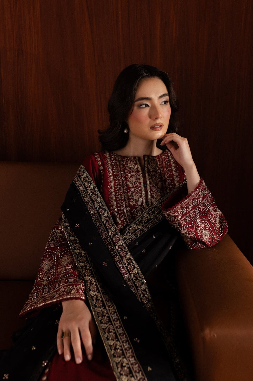 BATIK-UNSTITCHED 3PC DHANAK SEQUIN EMBROIDERED SUIT-PK-5750