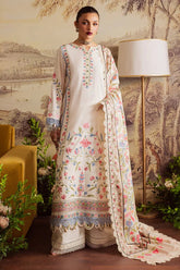 MAHNUR-UNSTITCHED 3PC KARANDI EMBROIDERED SUIT-PK-4329