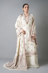 BAREEZE-UNSTITCHED 3PC KARANDI EMBROIDERED SUIT-PK-5254