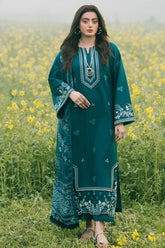 IZEL-3PC LAWN EMBROIDERED SHIRT WITH MONARK PRINT DUPATTA AND TROUSER-PK-5609
