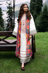 SAPPHIRE- 3PC DHANAK EMBROIDERED SHIRT WITH COUTRAI PRINT SHAWL & TROUSER-EP-5437