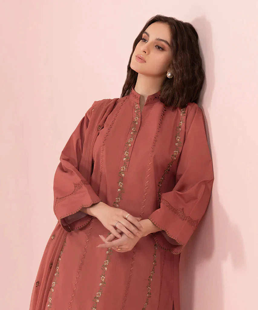 SAPPHIRE-UNSTITCHED 3PC DHANAK EMBROIDERED SUIT-PK-3542