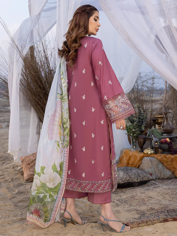 IZEL-UNSTITCHED 3PC DHANAK EMBROIDERED SUIT-PK-3152