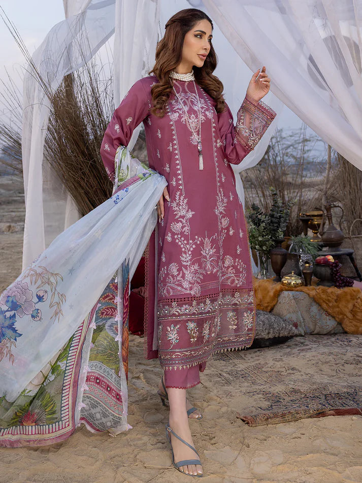 IZEL-UNSTITCHED 3PC DHANAK EMBROIDERED SUIT-PK-3152