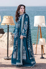 QALAMQAR-3PC DHANAK CHIKAN HEAVY EMBROIDERED SUIT-PK-5788