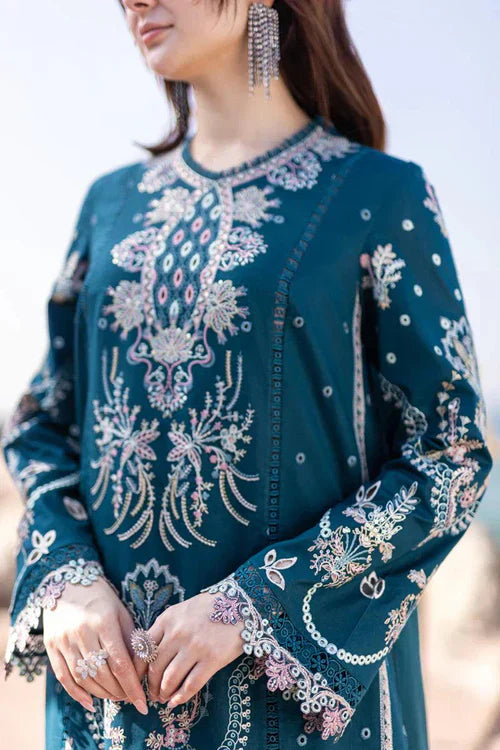 QALAMQAR-3PC DHANAK CHIKAN HEAVY EMBROIDERED SUIT-PK-5788
