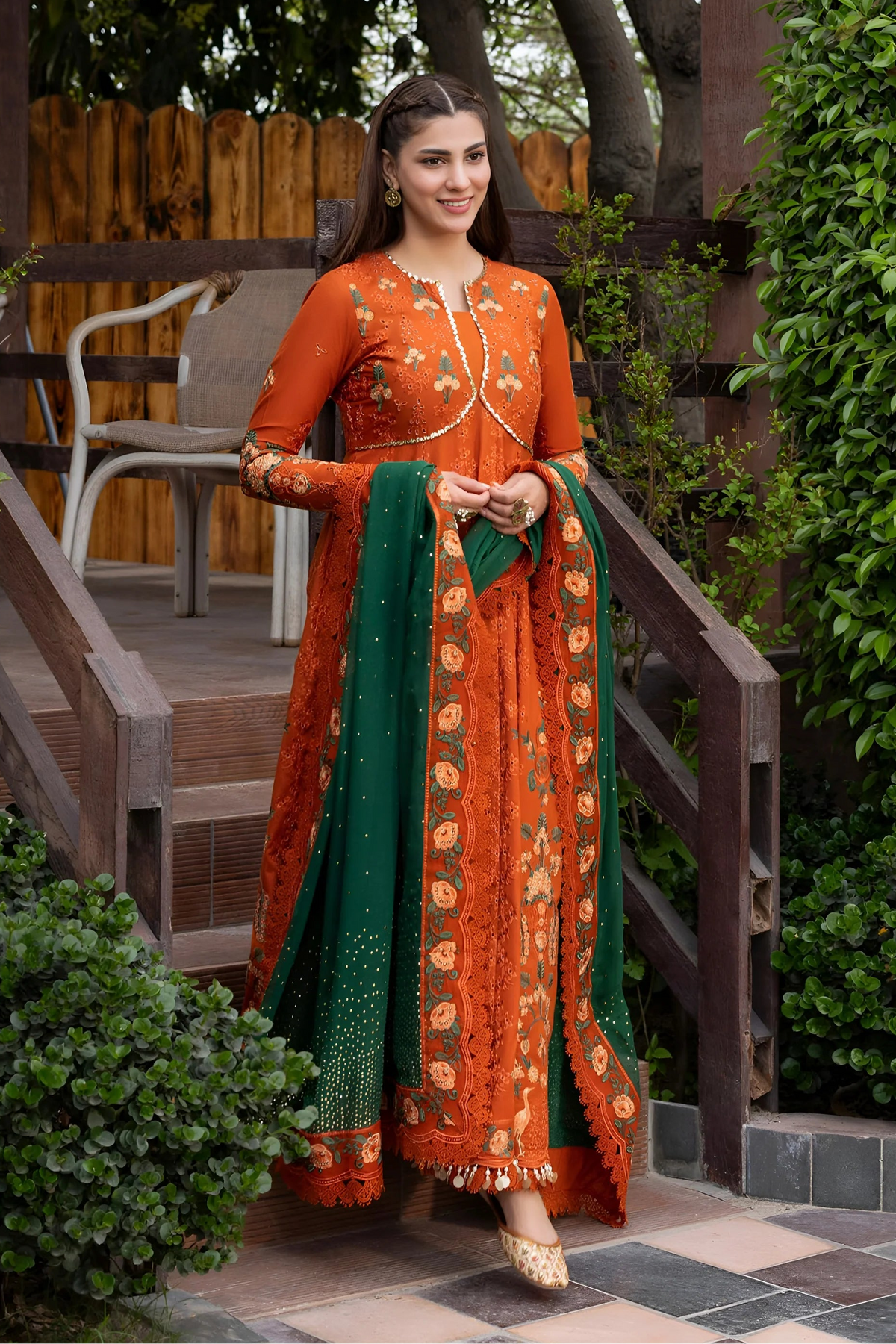 ANEELAS-UNSTITCHED  3PIECE 3PC LAWN EMBROIDERED FROCK  -PK-4858