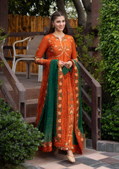 ANEELAS-UNSTITCHED  3PIECE 3PC LAWN EMBROIDERED FROCK  -PK-4858