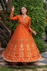 ANEELAS-UNSTITCHED  3PIECE 3PC LAWN EMBROIDERED FROCK  -PK-4858