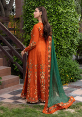 ANEELAS-UNSTITCHED  3PIECE 3PC LAWN EMBROIDERED FROCK  -PK-4858