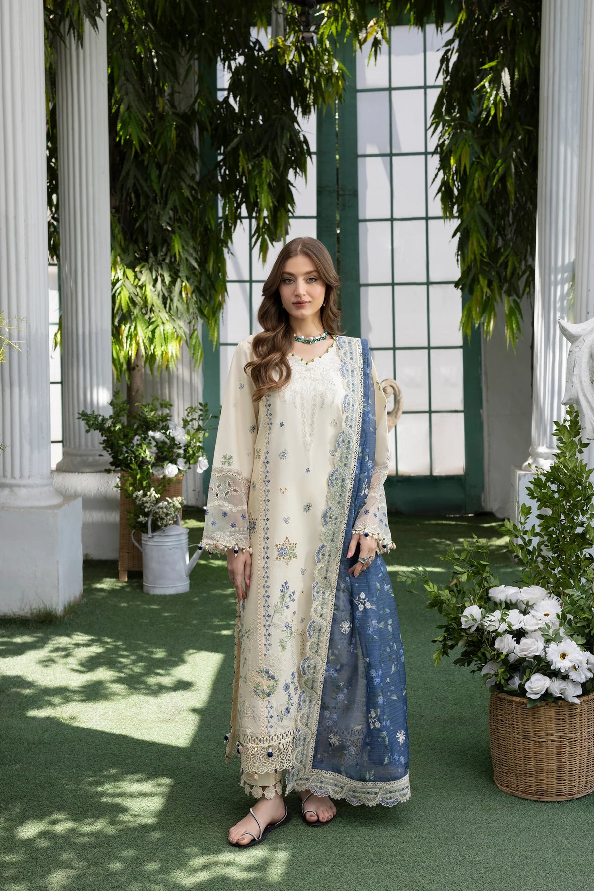 MEHMAL-SNOW DROP--LAWN EMBROIDERED-MBN-03