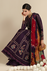 JAZMIN-UNSTITCHED 3PC LAWN EMBROIDERED SUIT-PK-4897