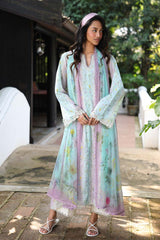QALAMQAR-UNSTITCHED 3PC LAWN PRINTED EMB SUIT-PK-042