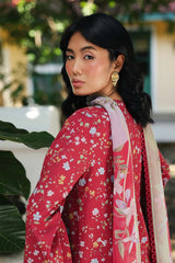 QALAMQAR-3PC LAWN EMBROIDERED PRINTED SHIRT WITH SILK PRINT DUPATTA AND TROUSER-PK-1211