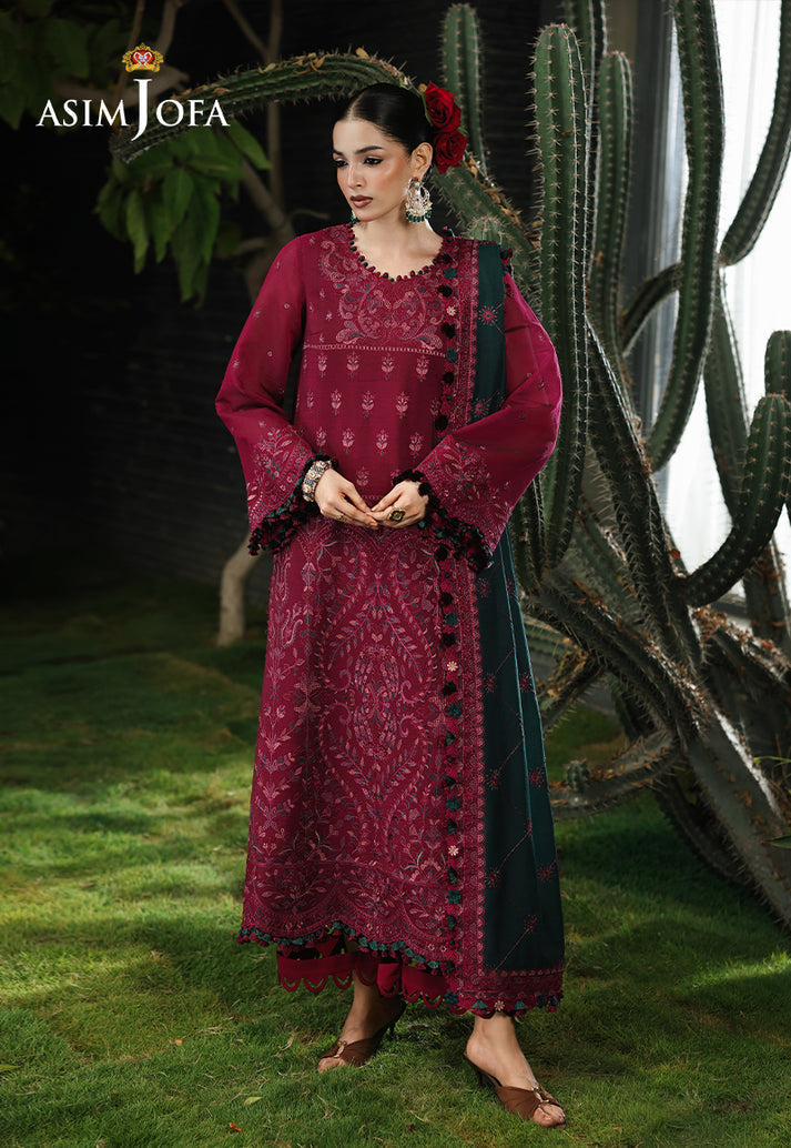 ASIM JOFA-UNSTITCHED 3PC KARANDI EMBROIDERED SUIT-PK-5235