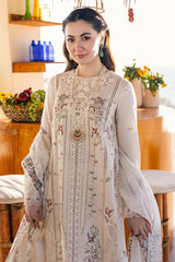 QALAMQAR-UNSTITCHED 3PC LAWN CHIKANKARI EMBROIDERED SHIRT-PK-4652