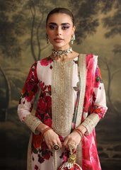 ZAINAB CHOTANI-UNSTITCHED 3PC SHAMOZE SILK PRINTED EMBROIDERED SUIT-PK-1722
