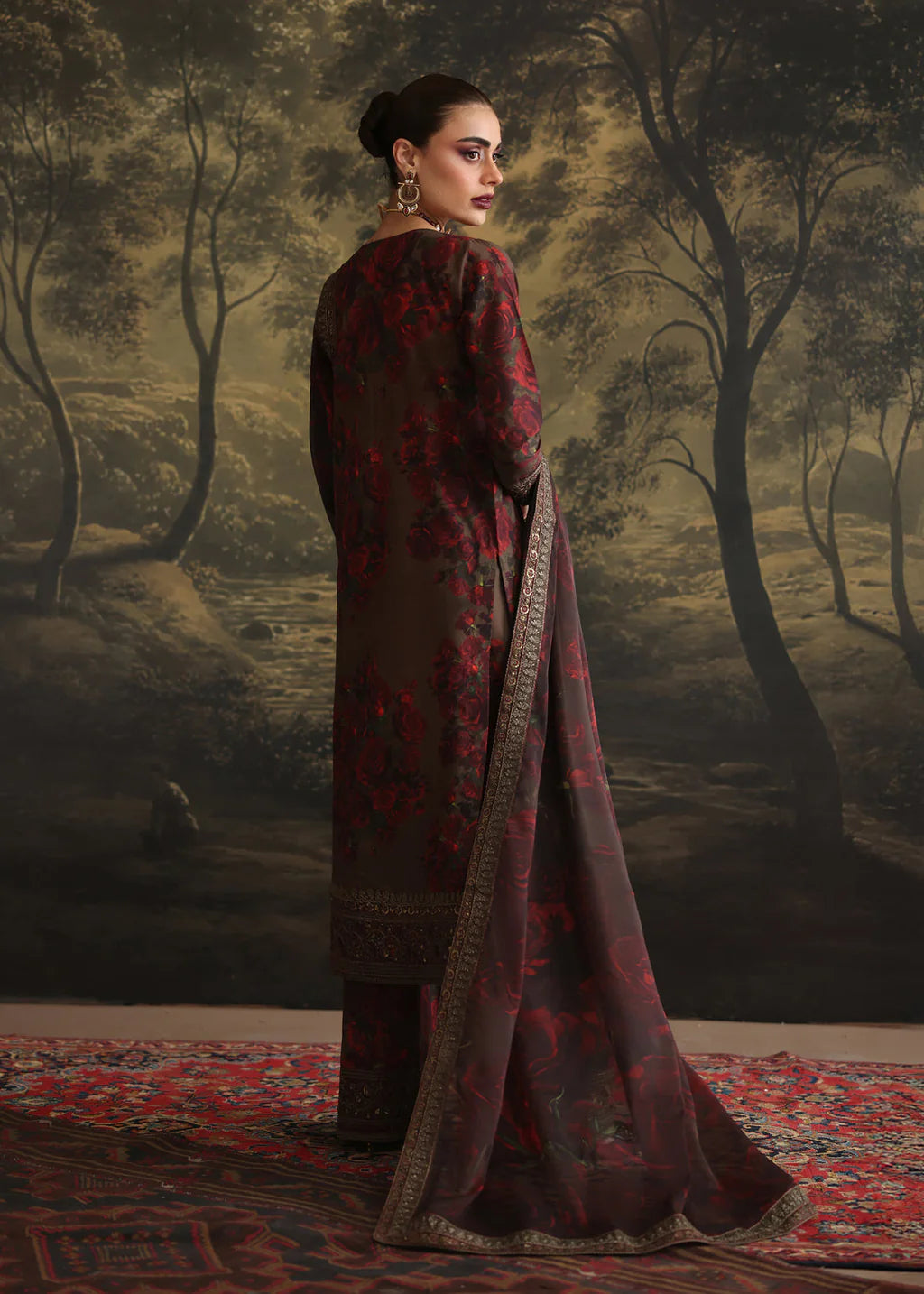 ZAINAB CHOTANI-UNSTITCHED 3PC SHAMOZE SILK PRINTED EMBROIDERED SUIT-PK-5824