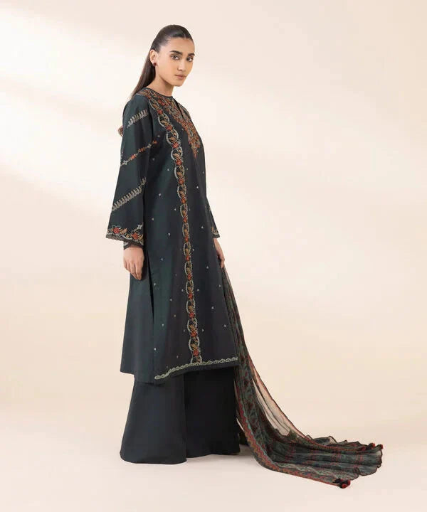 SAPPHIRE-3PC LAWN EMBROIDERED SHIRT WITH MONARK PRINT DUAPATTA AND TROUSER-PK-5643