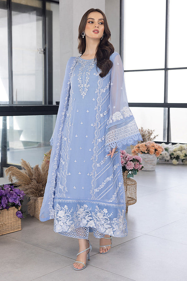 AZURE-3PC ORGANZA HEAVY EMBROIDERED SHIRT WITH ORGANZA EMBROIDERED DUPATTA AND LAWN EMB TROUSER-PK-2618