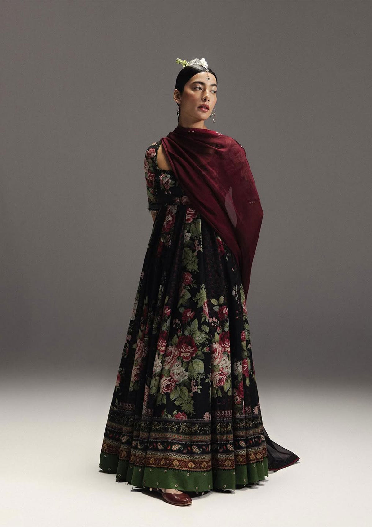 ZARA SHAH JAHAN-FROCK 3PC DIGITAL PRINTED FROCK AND SILK PRINTED DUPATTA-AND TROUSER-PK-1205
