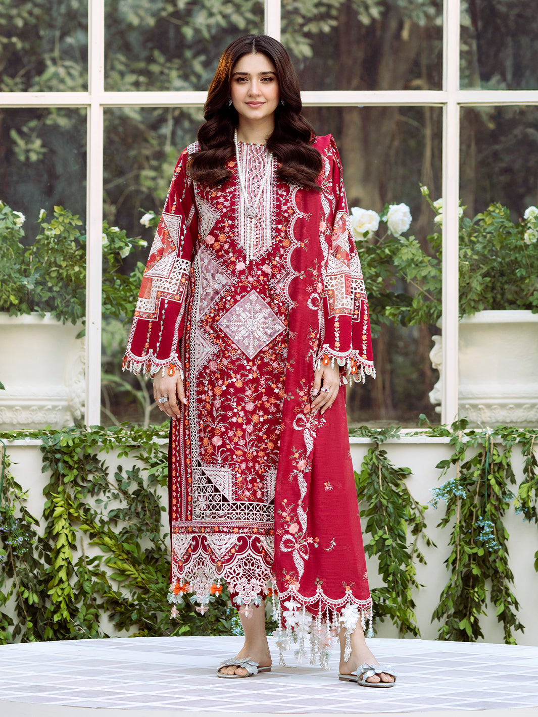 BIN ILYAS-UNSTITCHED 3PC LAWN HEAVY EMBROIDERED SUIT-PK-4724