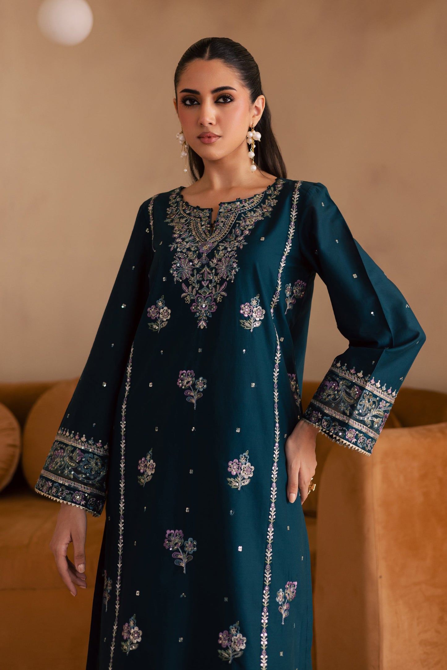 BATIK-UNSTITCHED 2PC DHANAK SEQUIN EMBROIDERED SUIT-PK-109