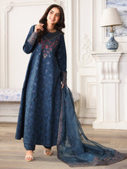 MOHAGNI-3PC LAWN PRINTED EMBROIDERED SHIRT WITH ORGANZA EMBROIDERED DUPATTA AND PRINT TROUSER-PK-1209