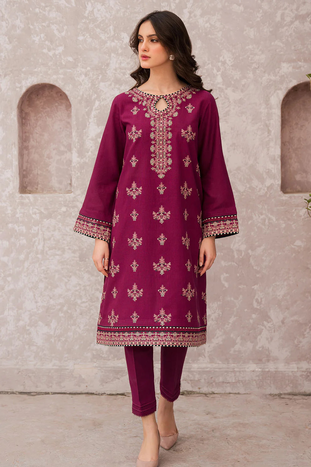 JAZMIN_3PC LAWN EMBROIDERED SHIRT WITH DIGITAL PRINT DUPATTA & TROUSER-PK-3200