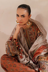 BAROQUE-UNSTITCHED 3PC DIGITAL PRINTED VISCOSE SUIT-PK-5846