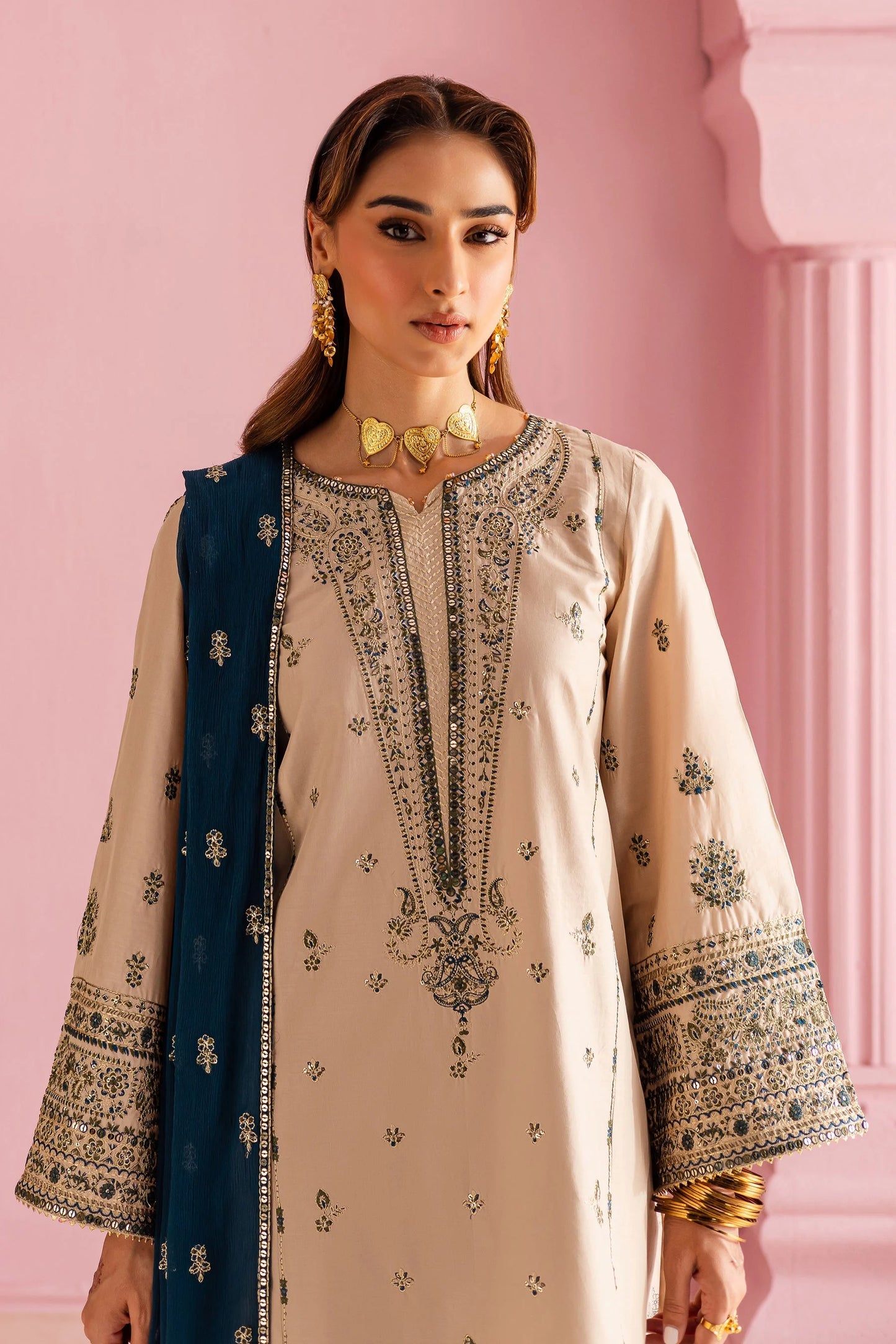 BATIK-UNSTITCHED 3PC DHANAK HEAVY EMBROIDERED SUIT-PK-5814