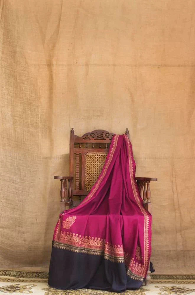 DYOT - 3PC DHANAK EMBROIDERED SHIRT WITH WOOL PRINT SHAWL & TROUSER-EP-5369