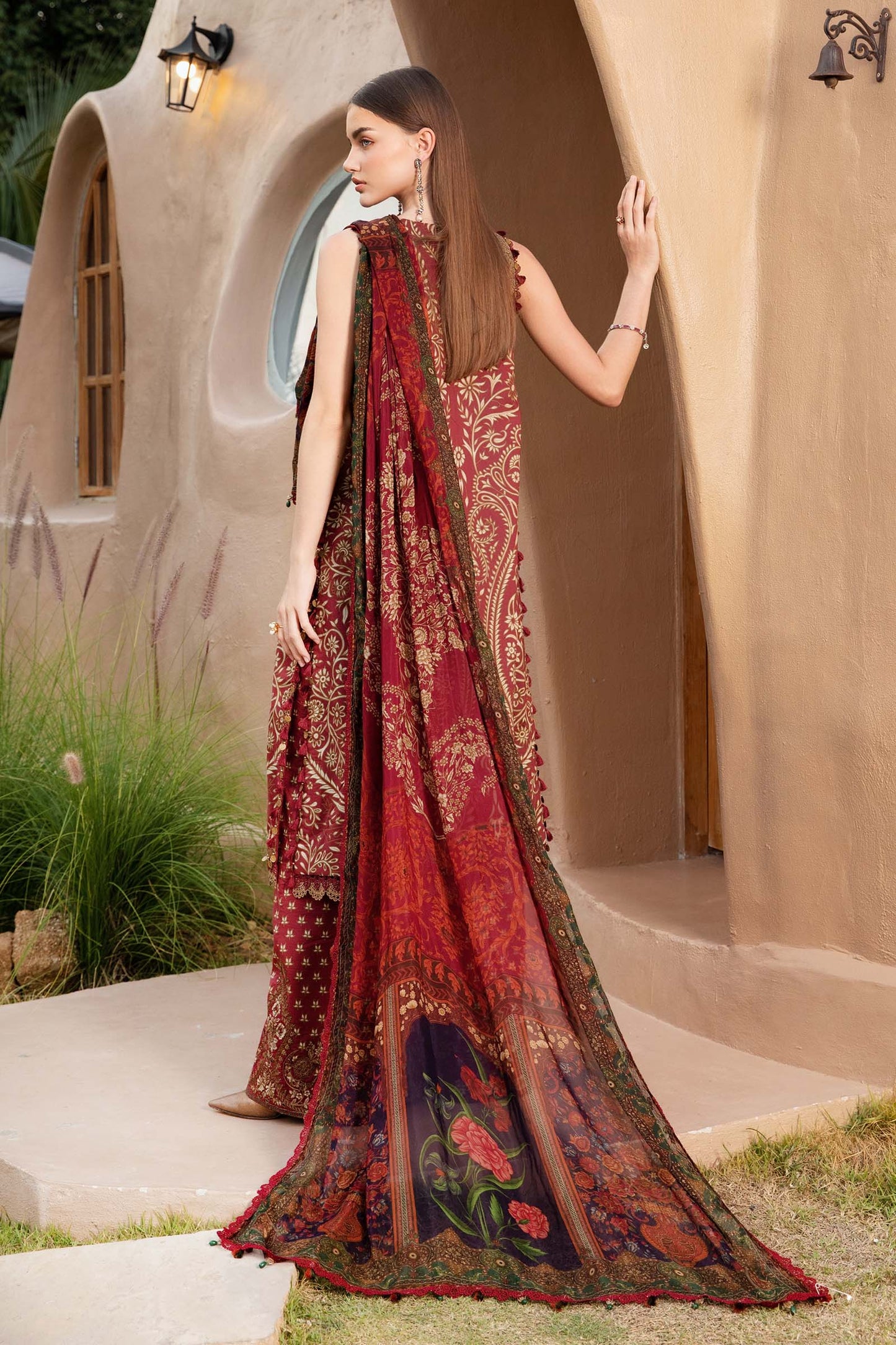 MARIA.B-3PC LAWN EMBROIDERED PRINTED SHIRT WITH CHIFFON PRINT DUPATTA AND PRINT TROUSER-PK-5661
