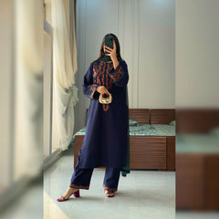 PULK-UNSTITCHED 3PC DHANAK EMBROIDERED SUIT-PK-5761