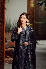 QALAMQAR-UNSTITCHED 3PC DHANAK EMBROIDERED SUIT-PK-5041