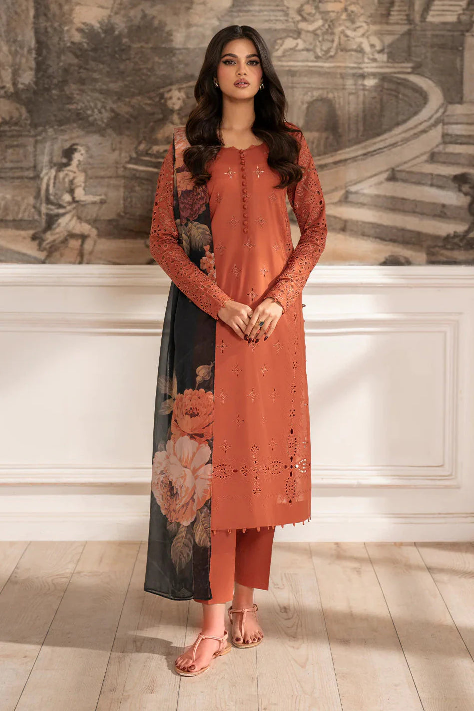 IZNIK- UNSTITCHED 3PC DHANAK LASERCUT EMBROIDERED SUIT-PK-5700