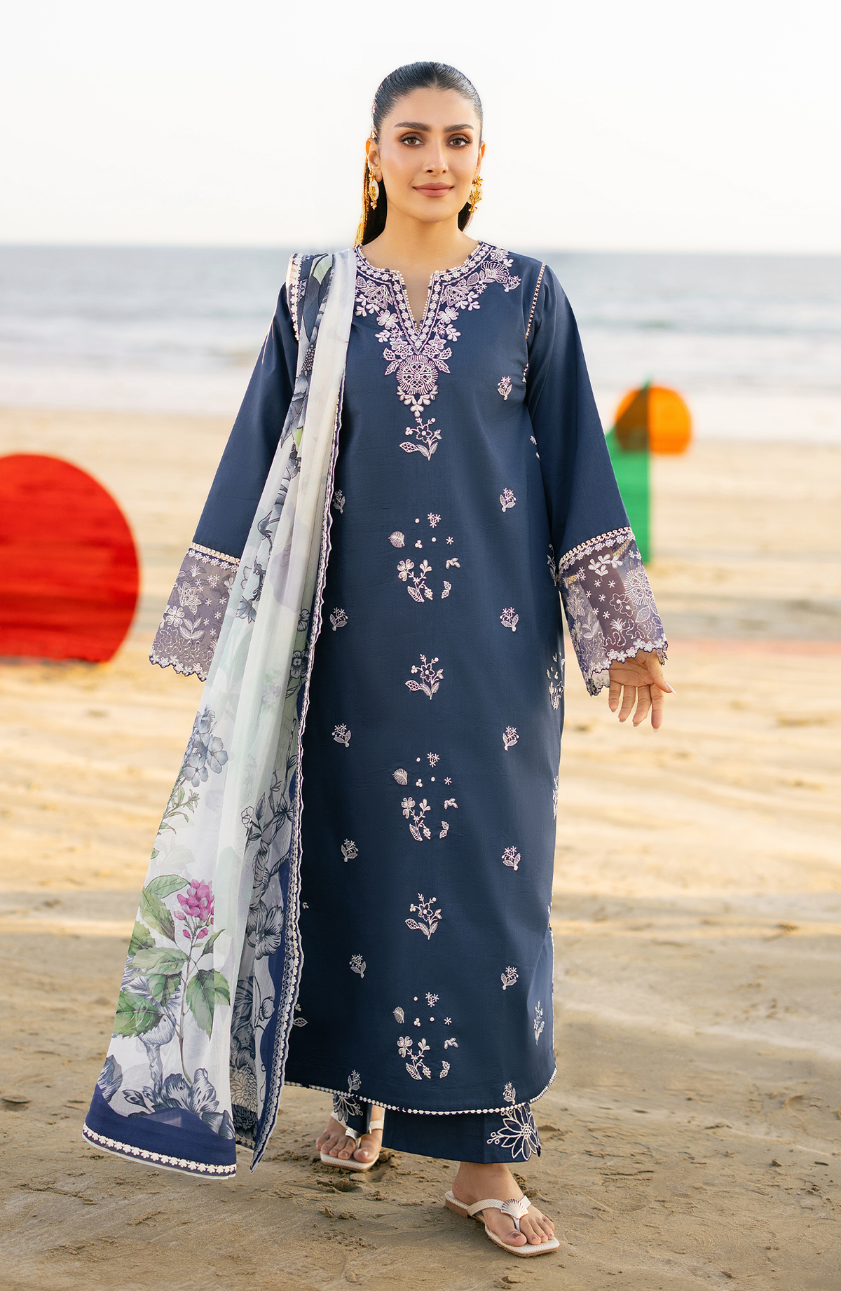 SERAN-UNSTITCHED 3PC LAWN EMBROIDERED SUIT-PK-4845
